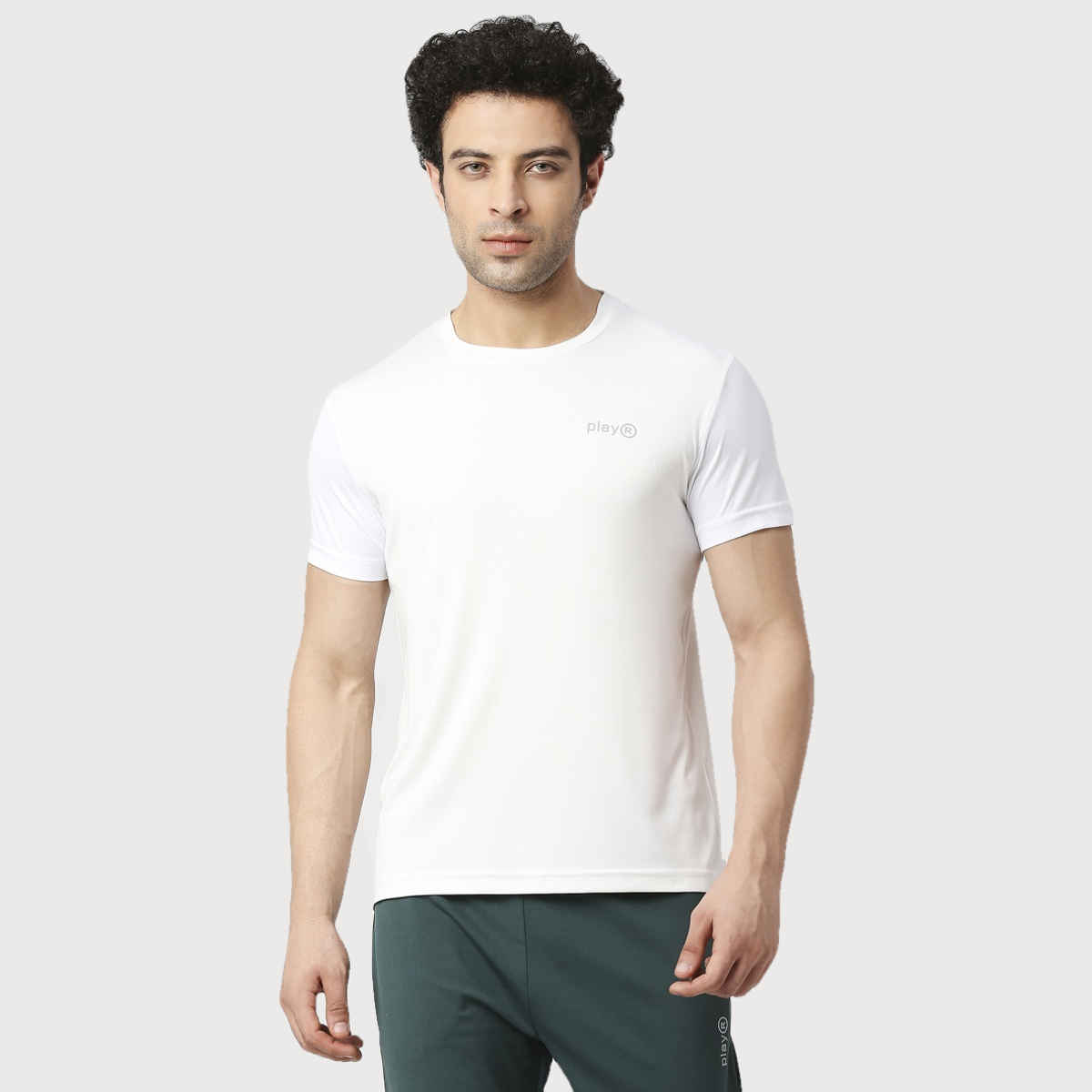 Playr Men's Adult Training Tee Polyester for All Season | White | M