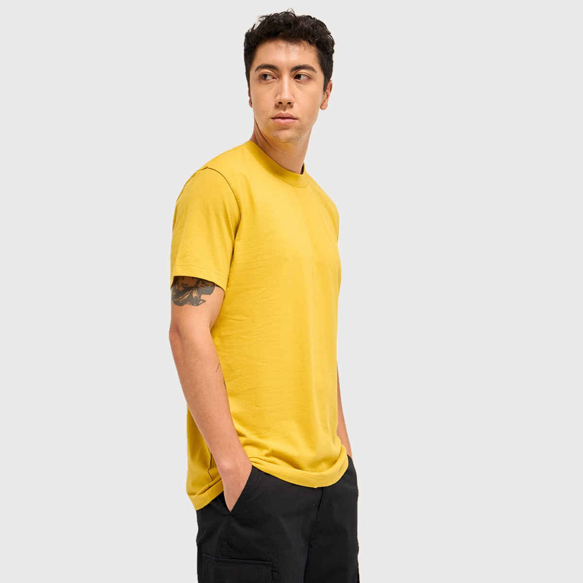 The Bear House Men Relax Fit Solid T-shirt - Muray | Mustard Yellow | S