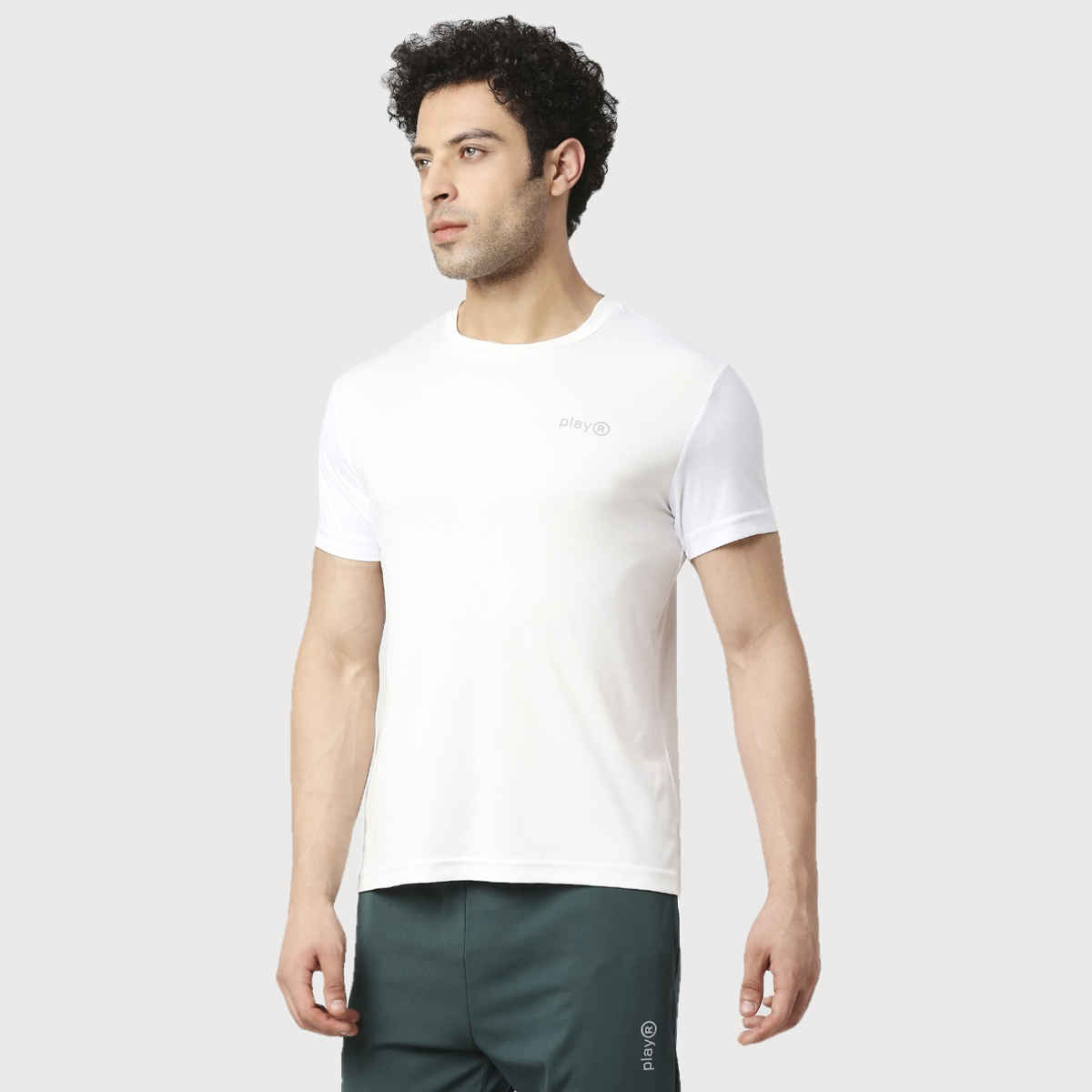 Playr Men's Adult Training Tee Polyester for All Season | White | M
