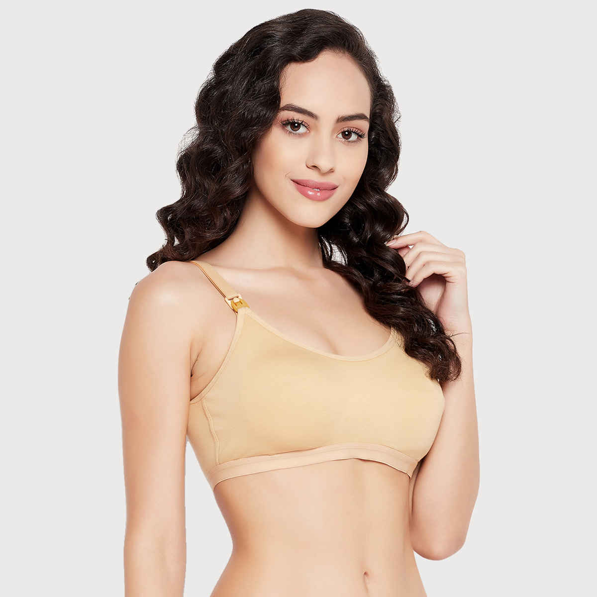 Clovia Women Lightly Padded Non-Wired Full Figure Feeding Bra - Cotton Rich | Nude | 32E