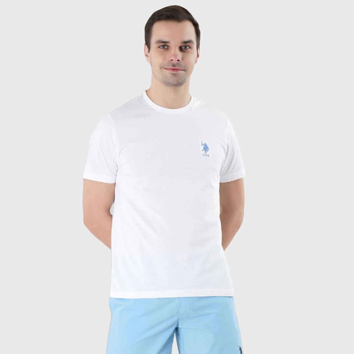 U.S. Polo Assn. Men's Crew Neck Embroidered Logo Lounge T-Shirt | White - M