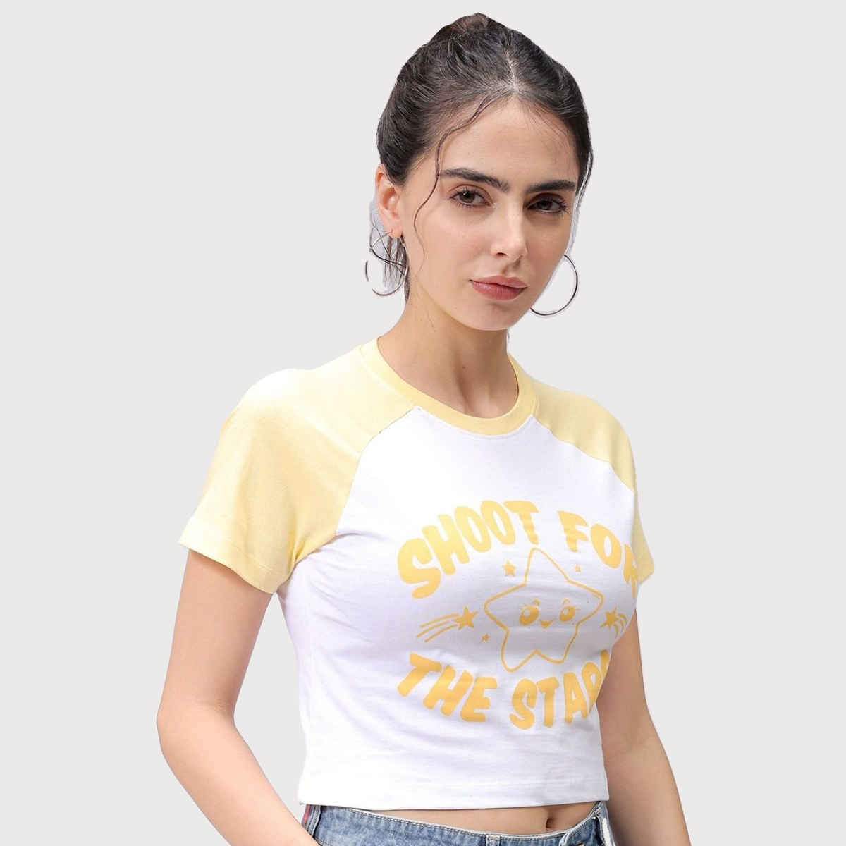 Freehand Women's Casual Slim Graphic Baseball T-shirt | 0424-Zfhbbtee1-04 | White - XL