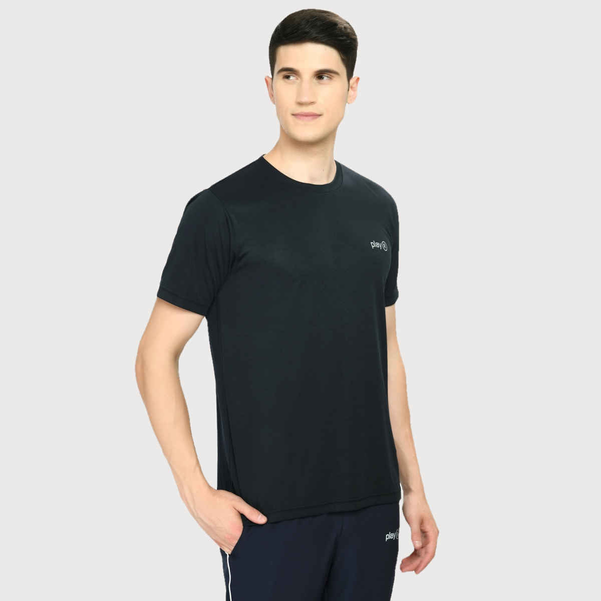 Playr Men's Adult Running Core Run Tee Polyester for All Season | Navy | XL