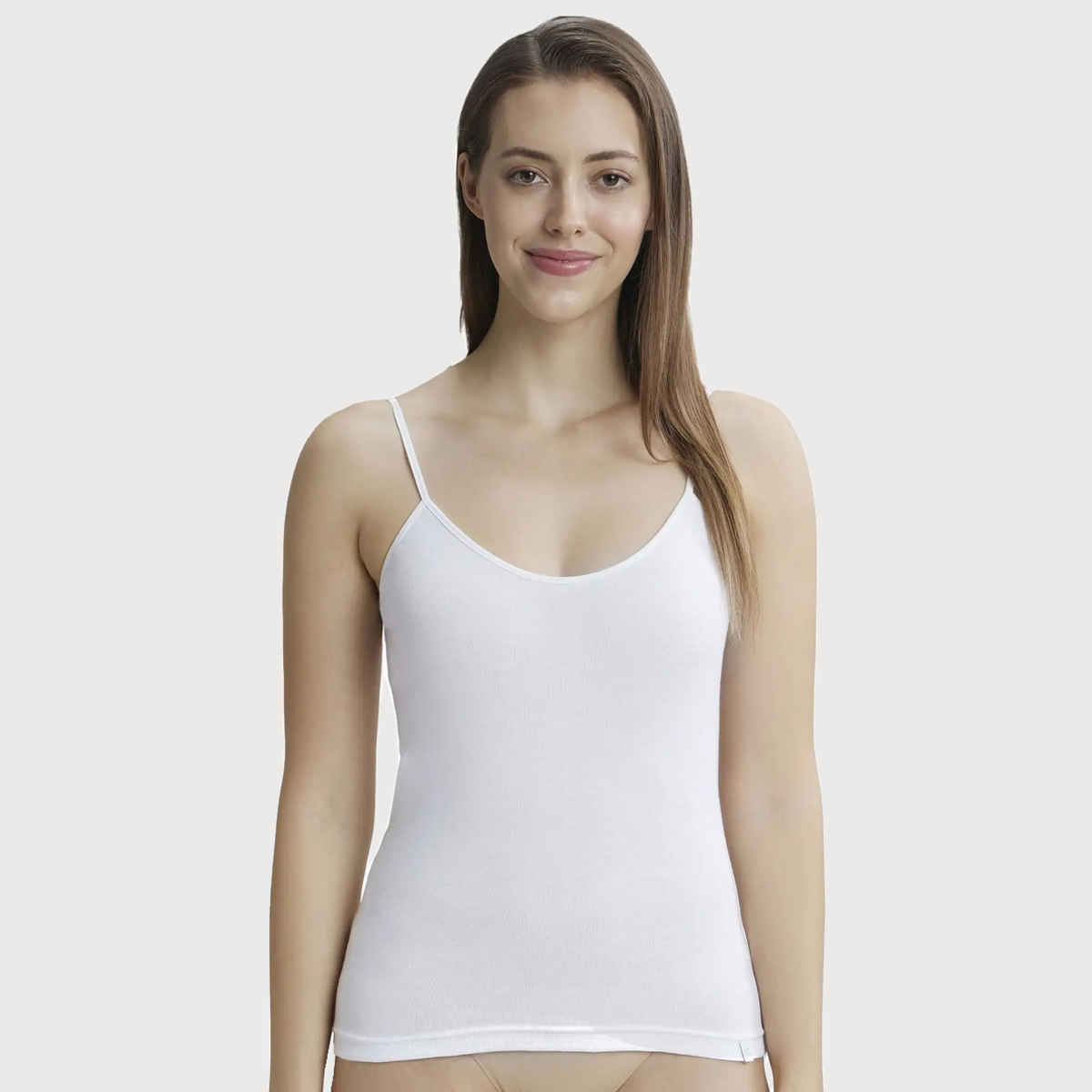 Jockey 1487 Women's Super Combed Cotton Rib Camisole|Adjustable Straps | White-XXL