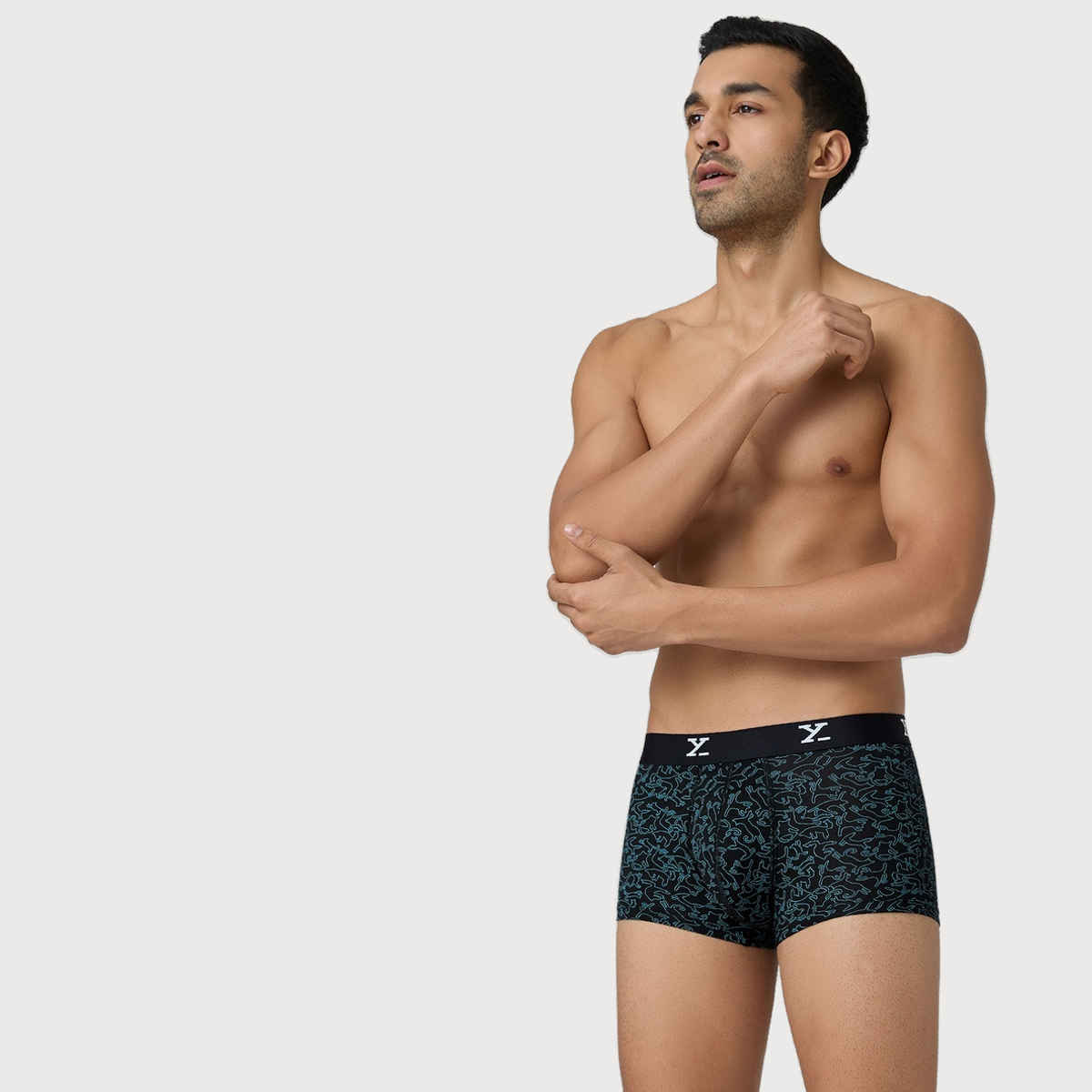 XYXX Men's Modal Printed and solid Trunks Pack of 2, Black| S