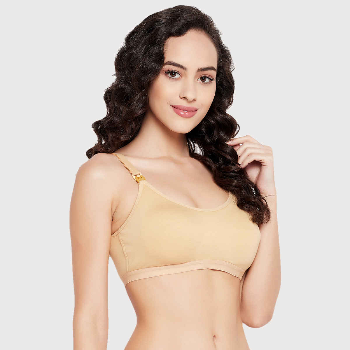 Clovia Women Lightly Padded Non-Wired Full Figure Feeding Bra - Cotton Rich | Nude | 34B