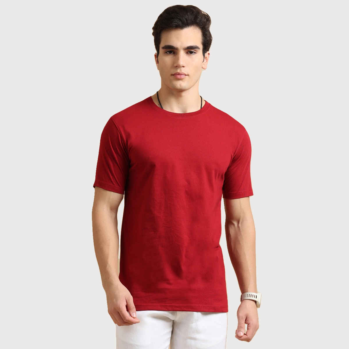 Bushirt Men's Solid T-shirt | Maroon - S