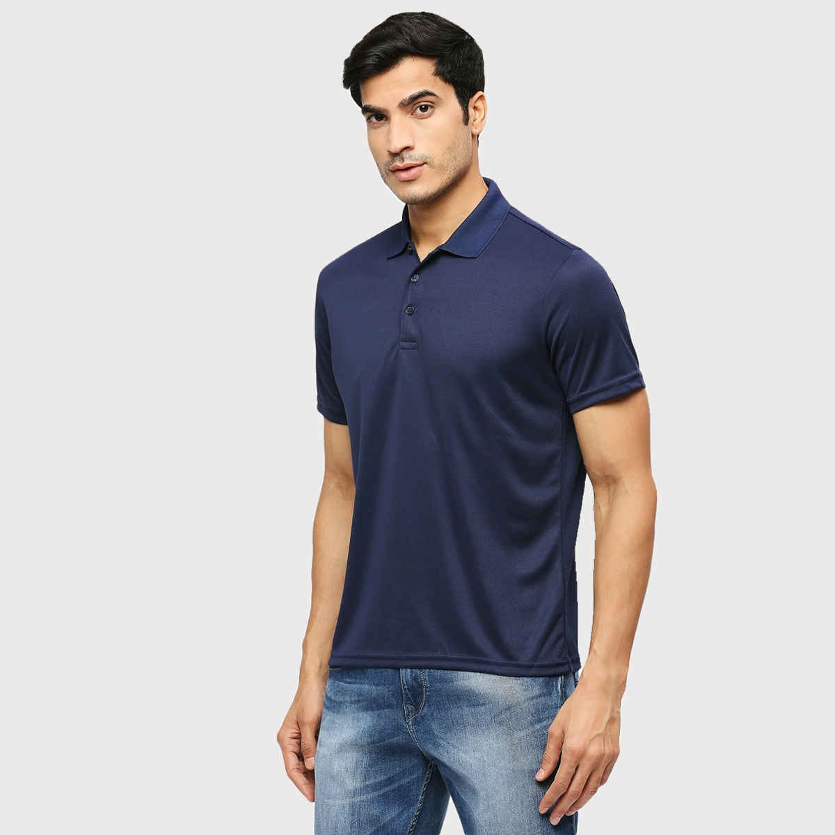 Playr Men's Adult Training Method Polo 100% Polyester for All Season | Navy Blue | L
