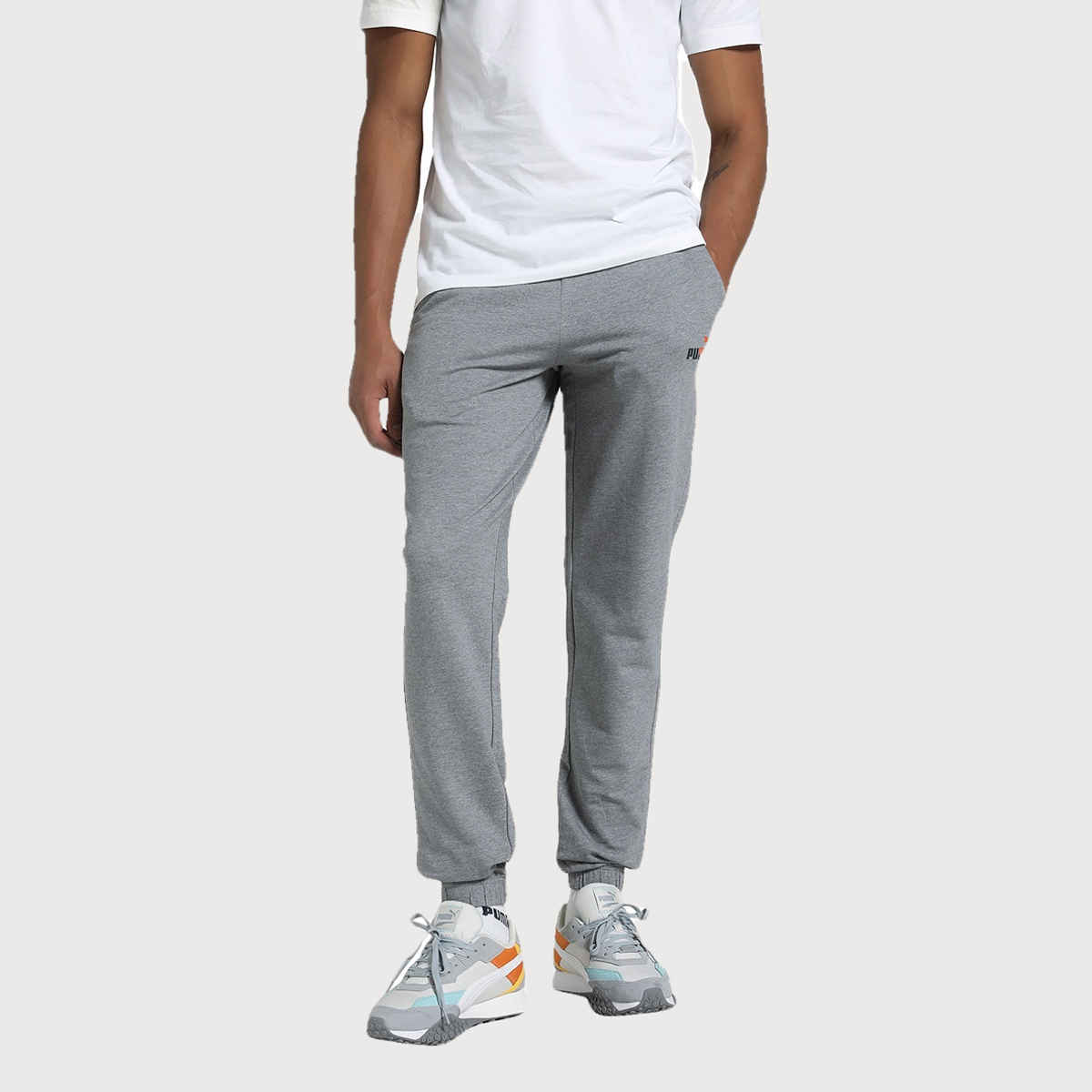 Puma Men's ESS Logo Graphic Pants | Grey | M