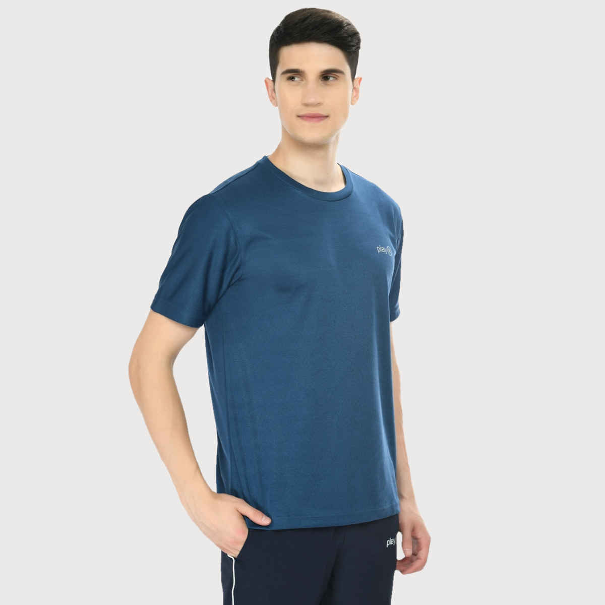 Playr Men's Adult Running Terro Tee Polyester for All Season | Airforce Blue | XL