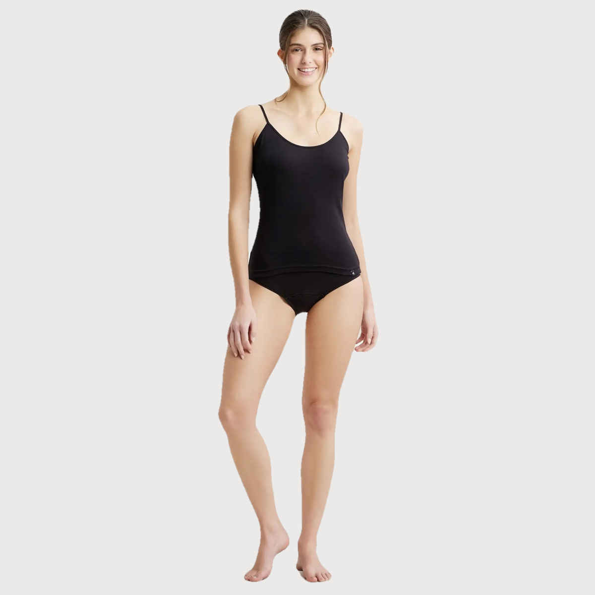 Jockey 1487 Women's Super Combed Cotton Rib Camisole|Adjustable Straps | Black-XL