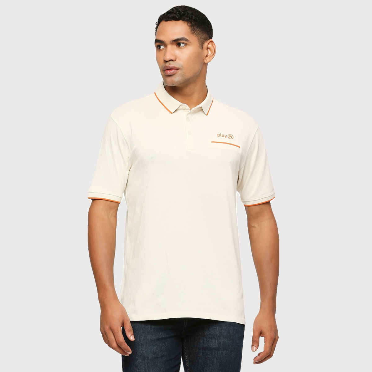 Playr Men's Adult Golf Golfer Polo 100% Cotton for All Season | Off White | L