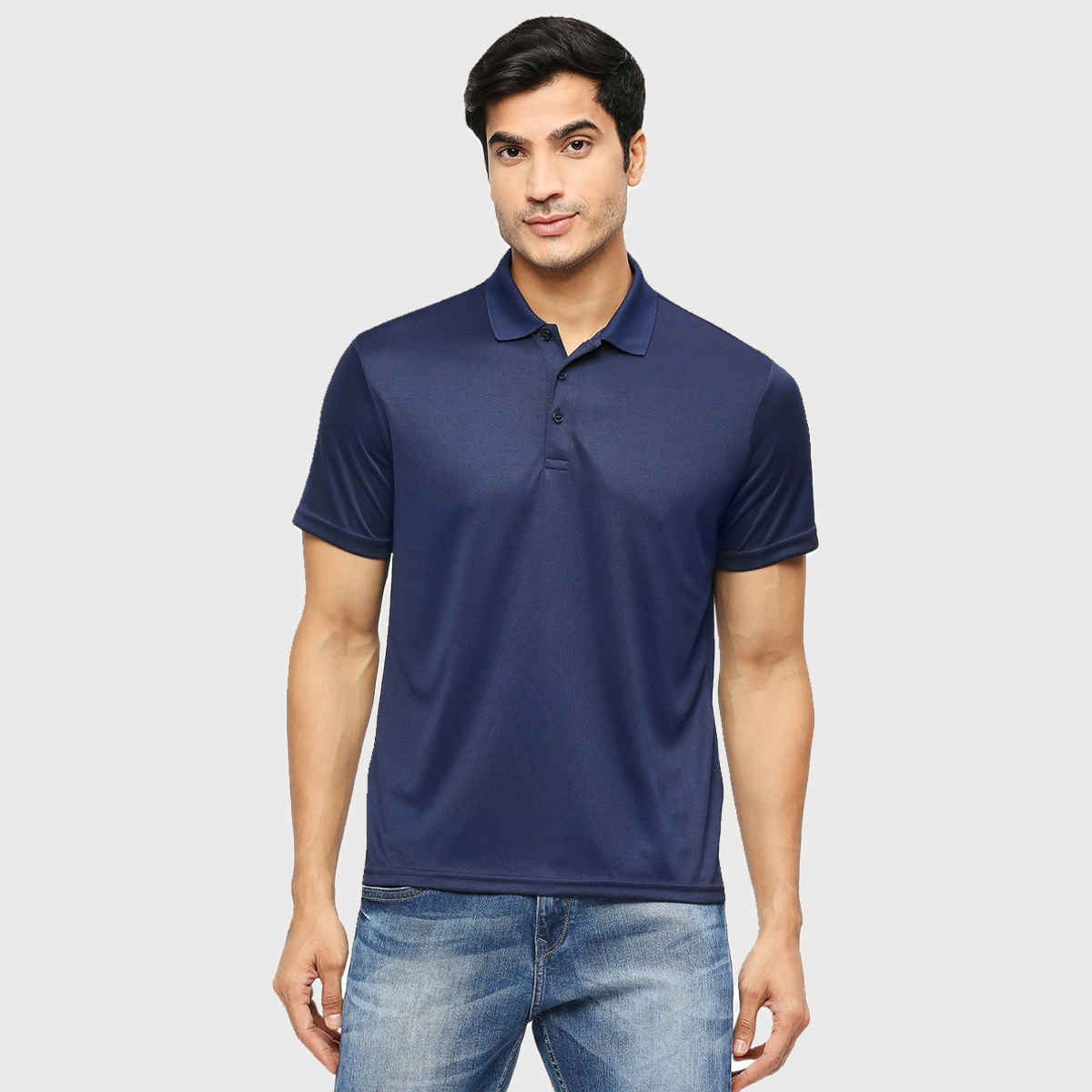 Playr Men's Adult Training Method Polo 100% Polyester for All Season | Navy Blue | L