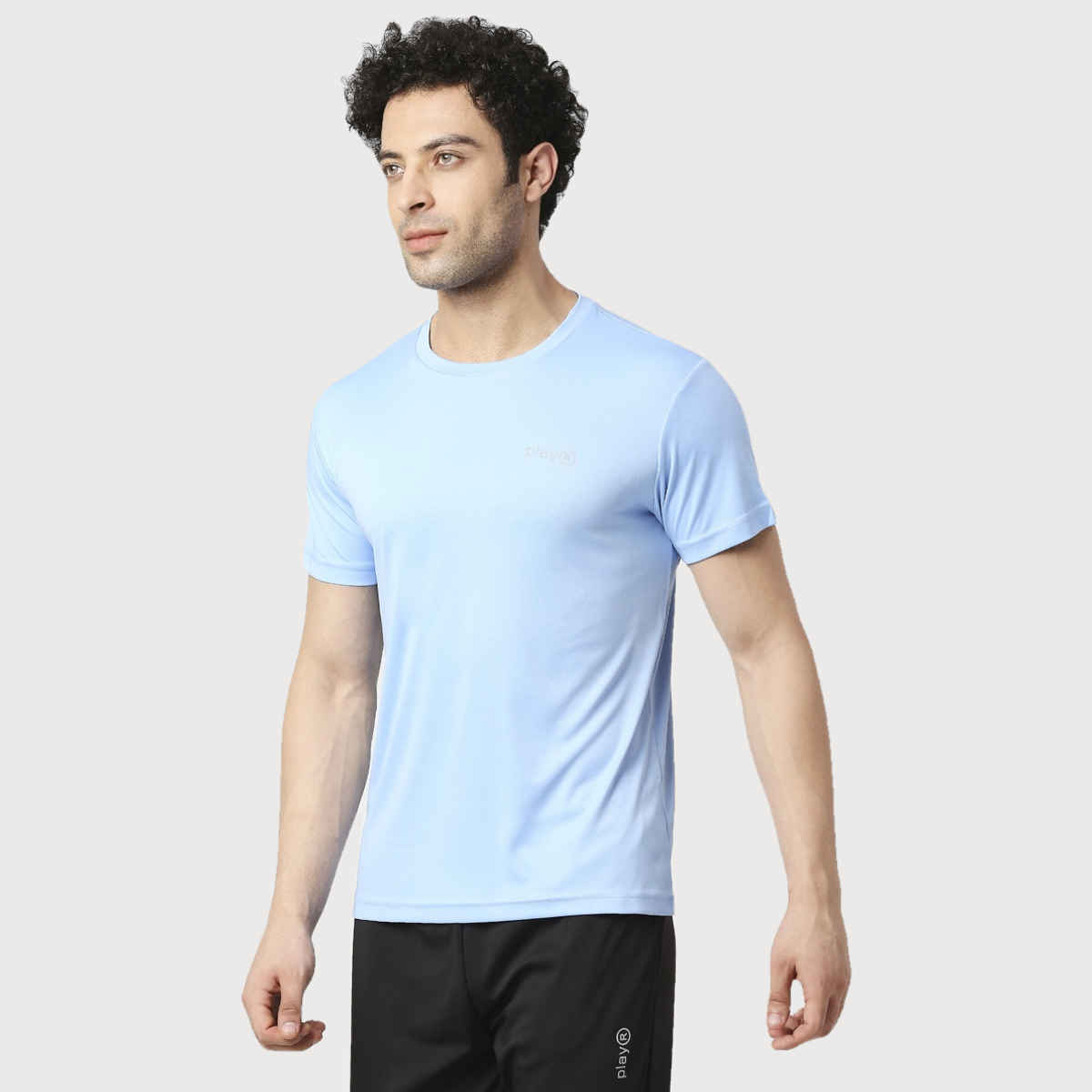Playr Men's Adult Training Tee Polyester for All Season | Sky Blue | M