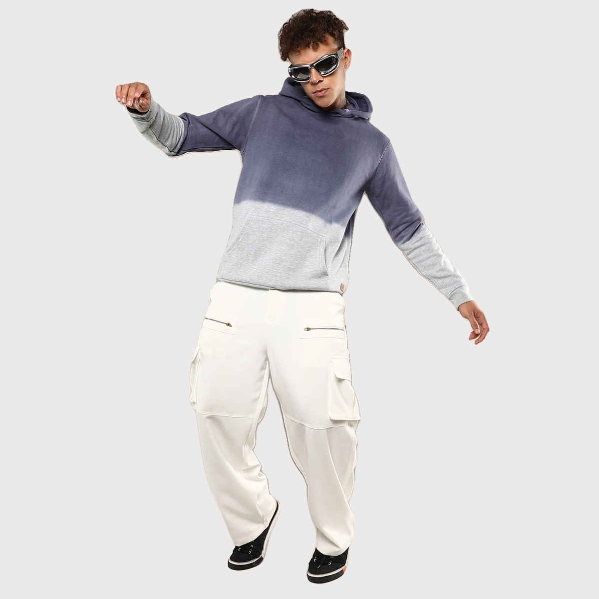 Campus Sutra Men's Hooded Sweatshirt | Blue - XL