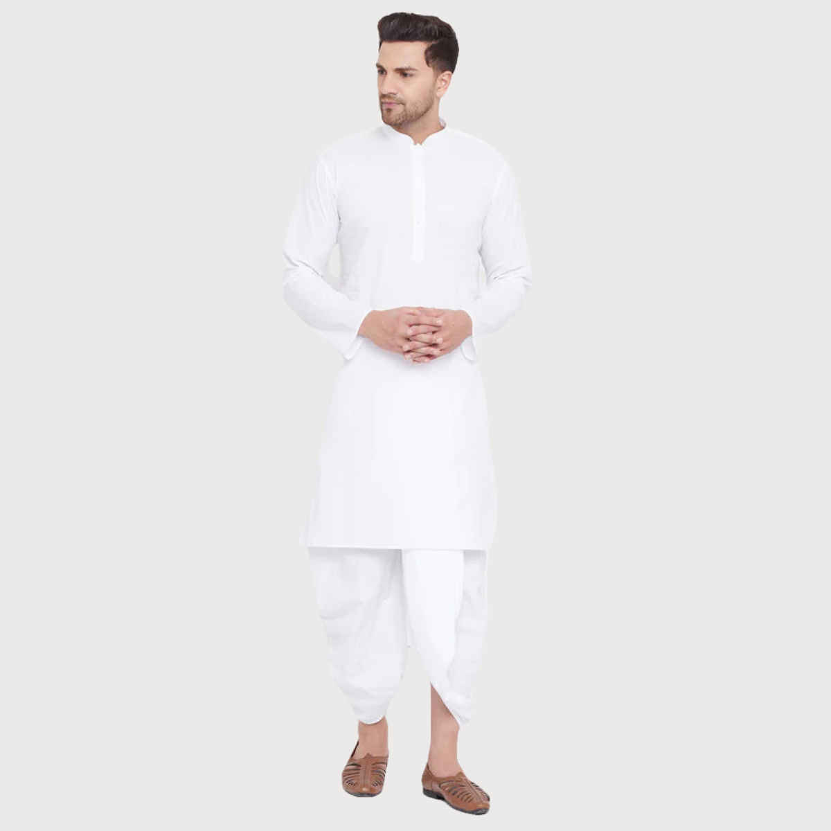 Vastramay Men's Cotton Kurta | White - M
