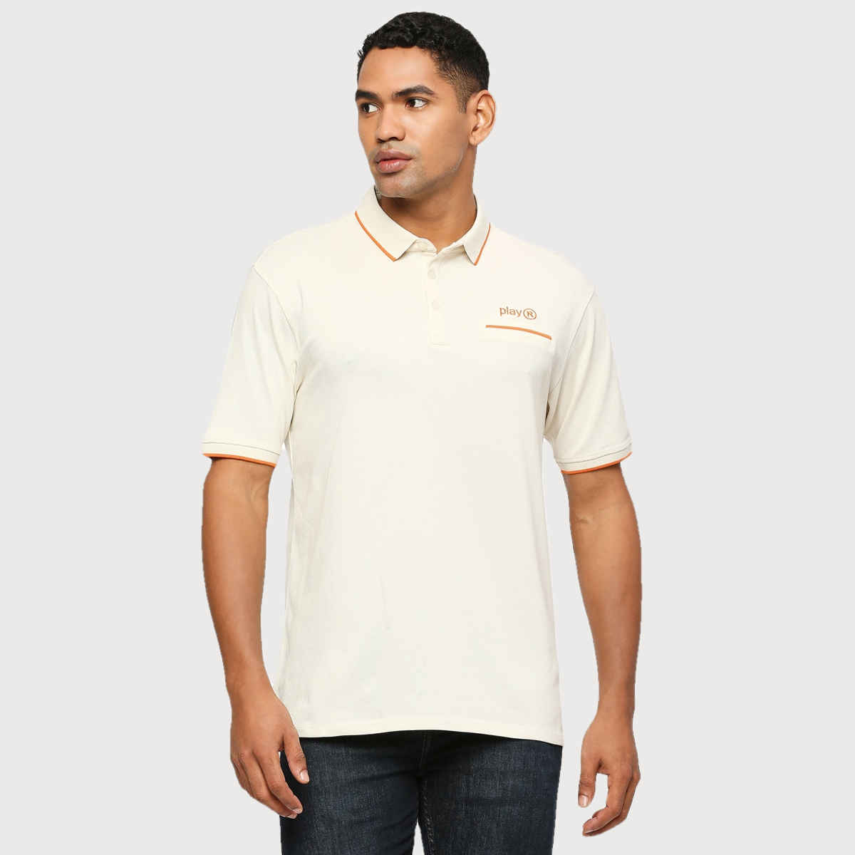 Playr Men's Adult Golf Golfer Polo 100% Cotton for All Season | Off White | M