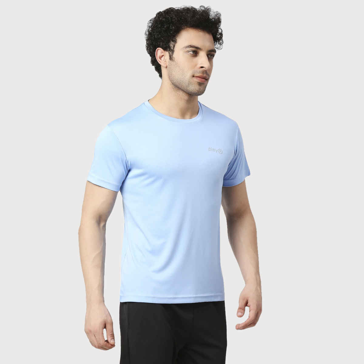 Playr Men's Adult Training Tee Polyester for All Season | Sky Blue | M