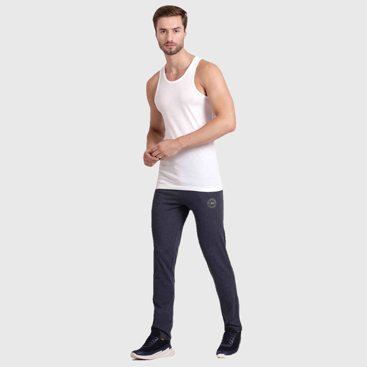 Pepe Jeans Mens Blue Melange Regular Trackpant - Pack of 1(L) Comfort Fit, Soft Fabric, Breathable