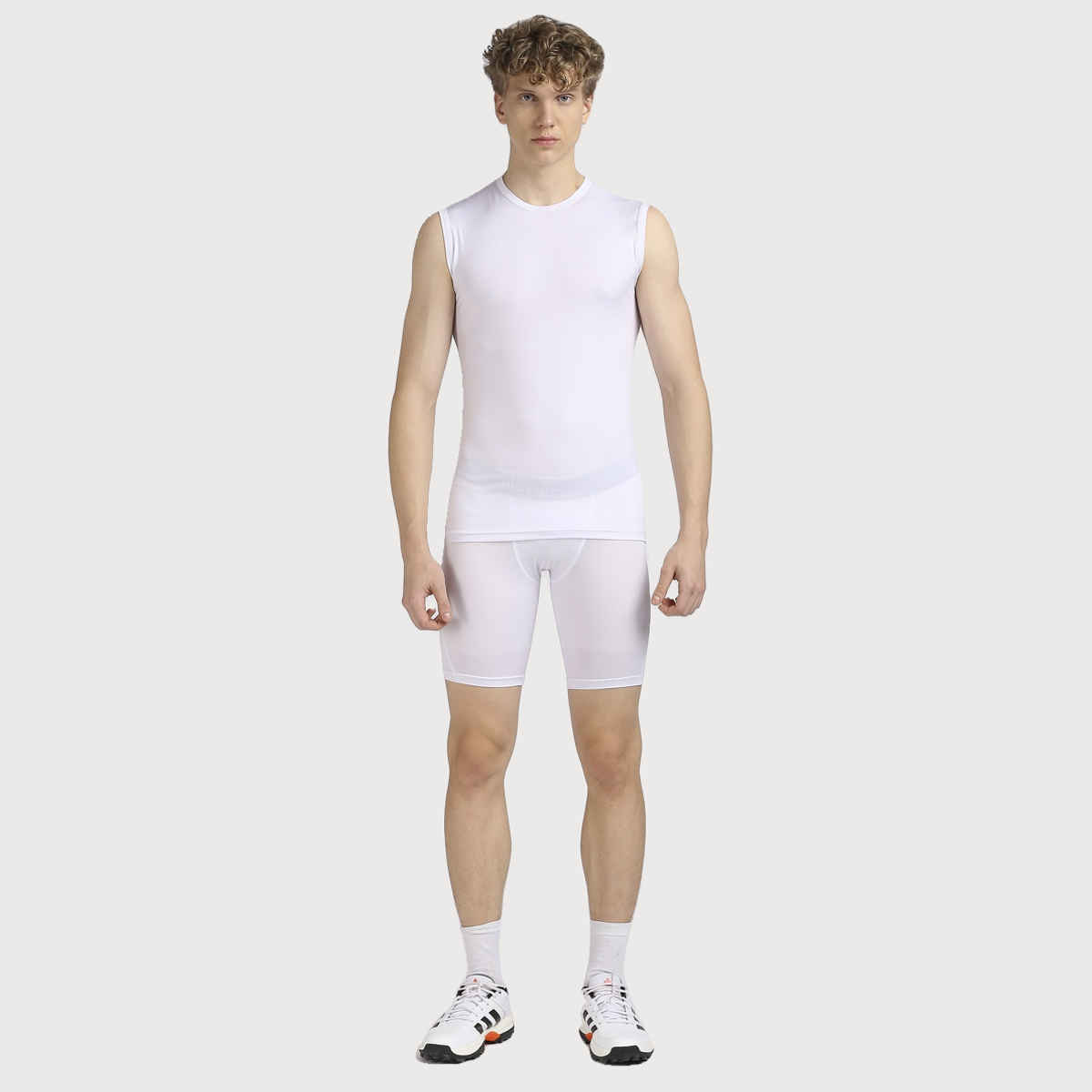 PlayR Men's Training Skin Shorts 95% Polyester 5% Spandex | White - L