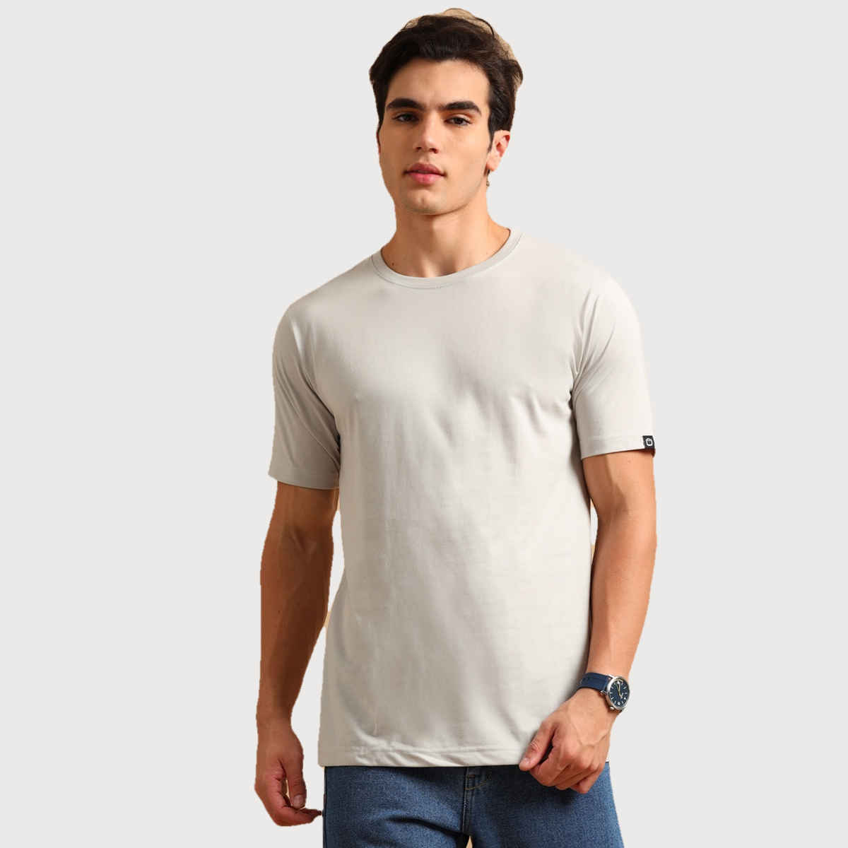 Bushirt Men's Solid T-shirt | Pastel Grey - L