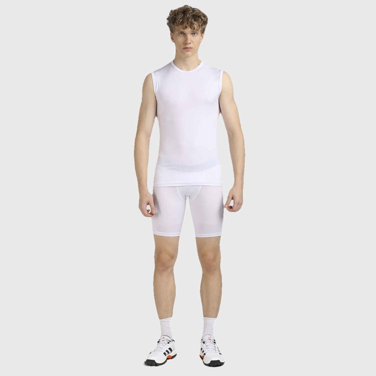 PlayR Men's Training Skin Shorts 95% Polyester 5% Spandex | White - M