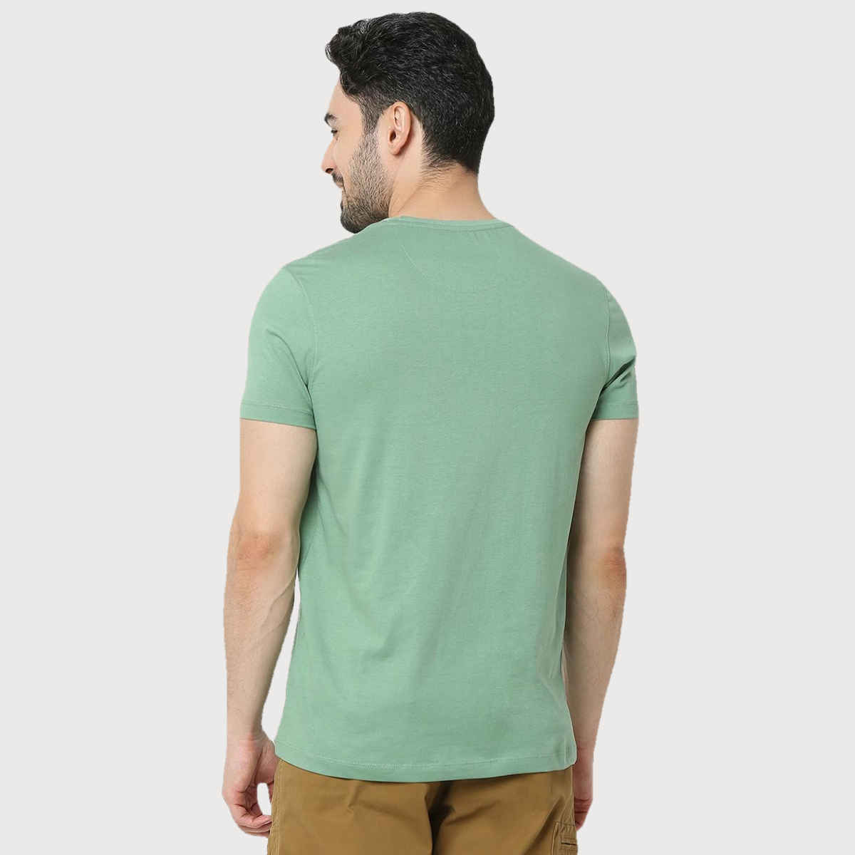 Underjeans by Spykar Men Pure Cotton T-shirt | Sage Green - XL