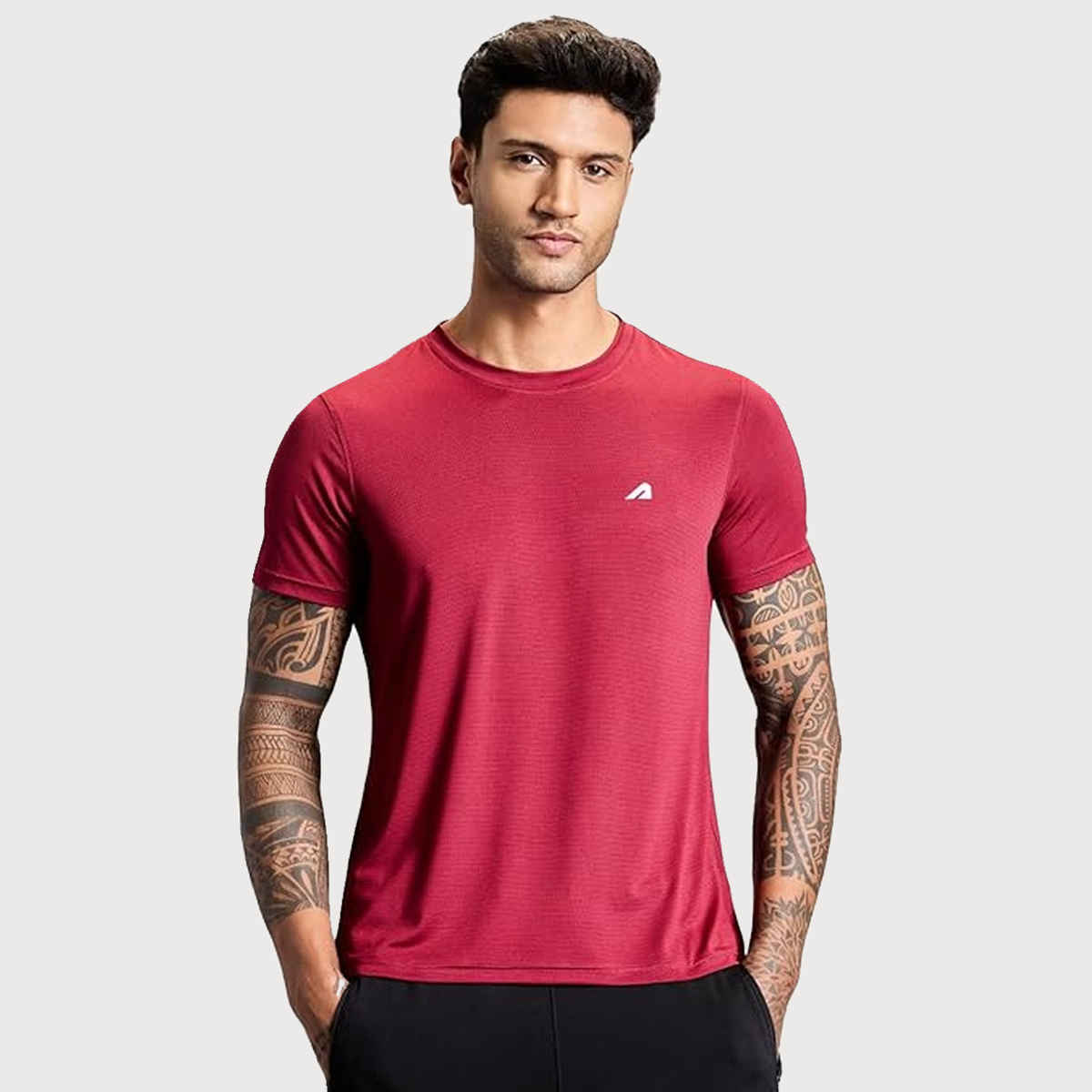 Boldfit Men's Gym T-shirt Round Neck Active Quick Dry Gym & Sports | Red - S
