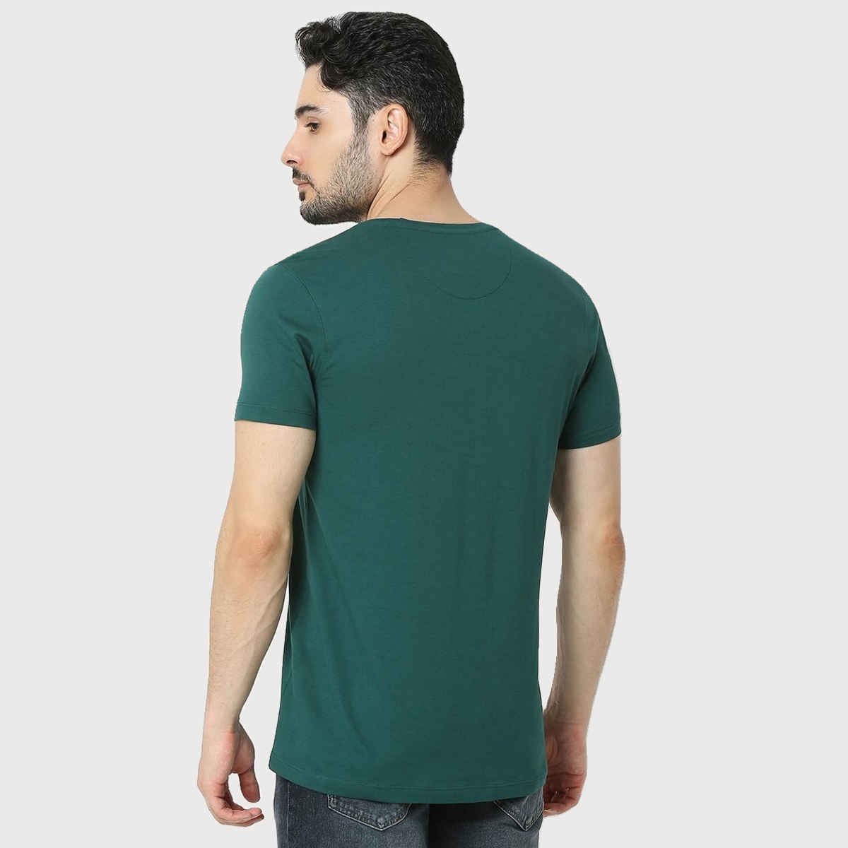 Underjeans by Spykar Men Pure Cotton T-shirt | Bottle Green - M