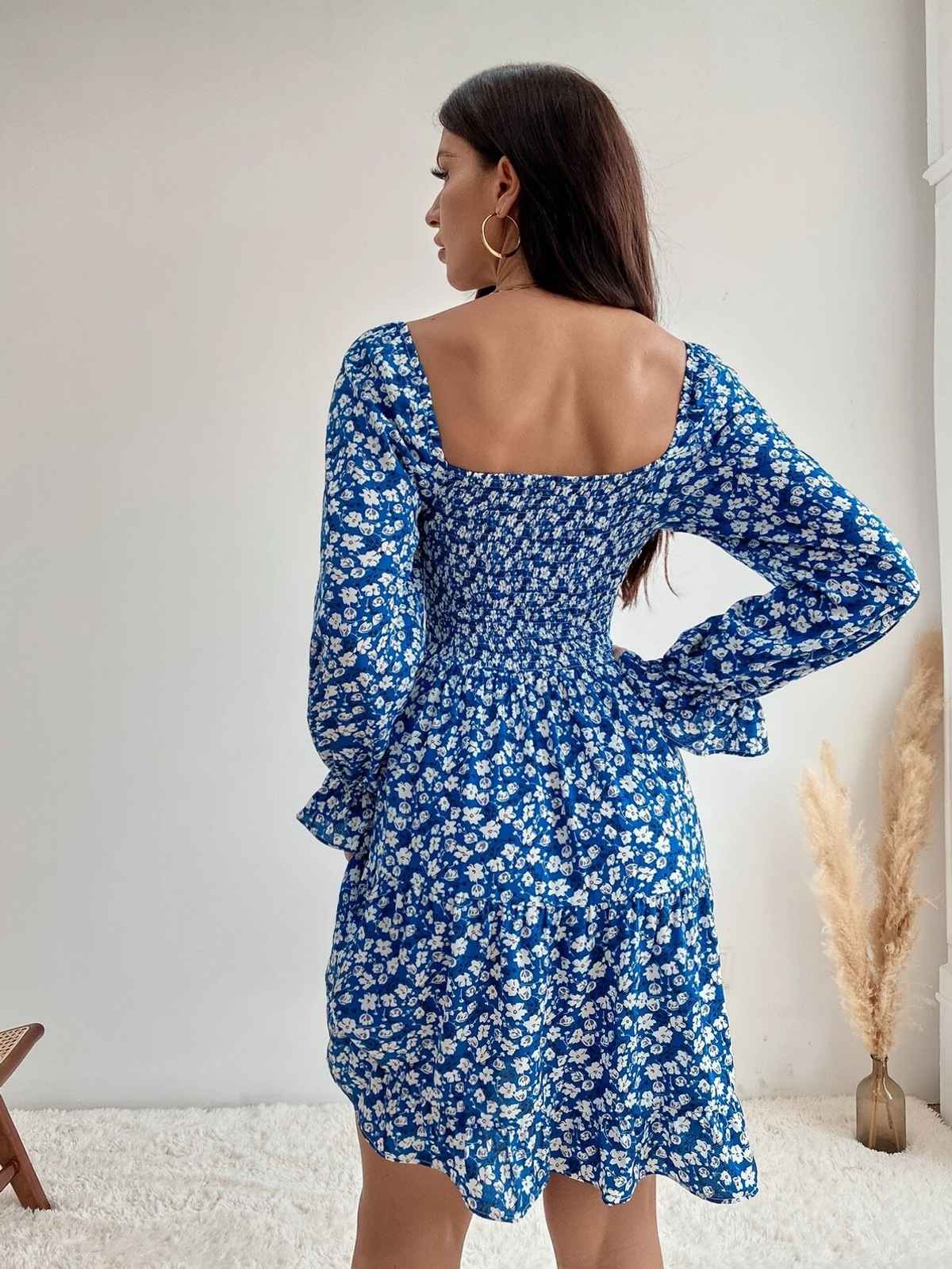Sheetal Associates Women's Fit and Flare Above Knee | Mid Thigh Length Dress | 7133 |Blue & White-M