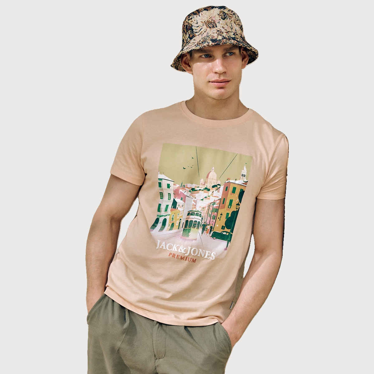 JACK & JONES Men's Regular fit T-Shirt | Peach - XL