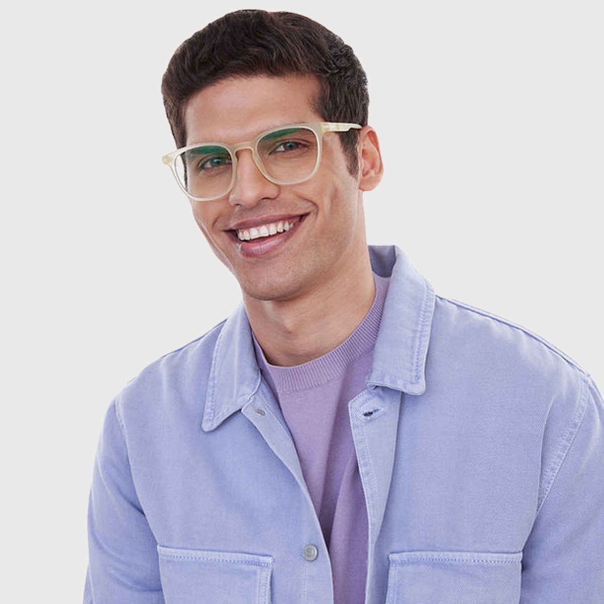 Lenskart Hustlr Unisex Solid Plastic Computer Glasses | Sand Dune - M