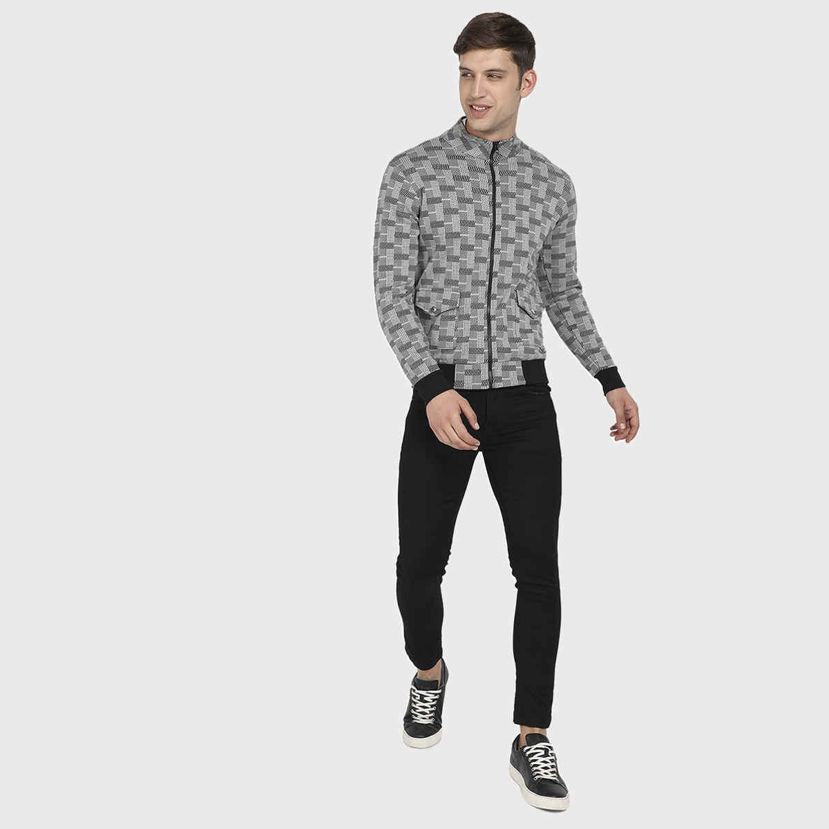 Campus Sutra Men's Jacket | Grey - L