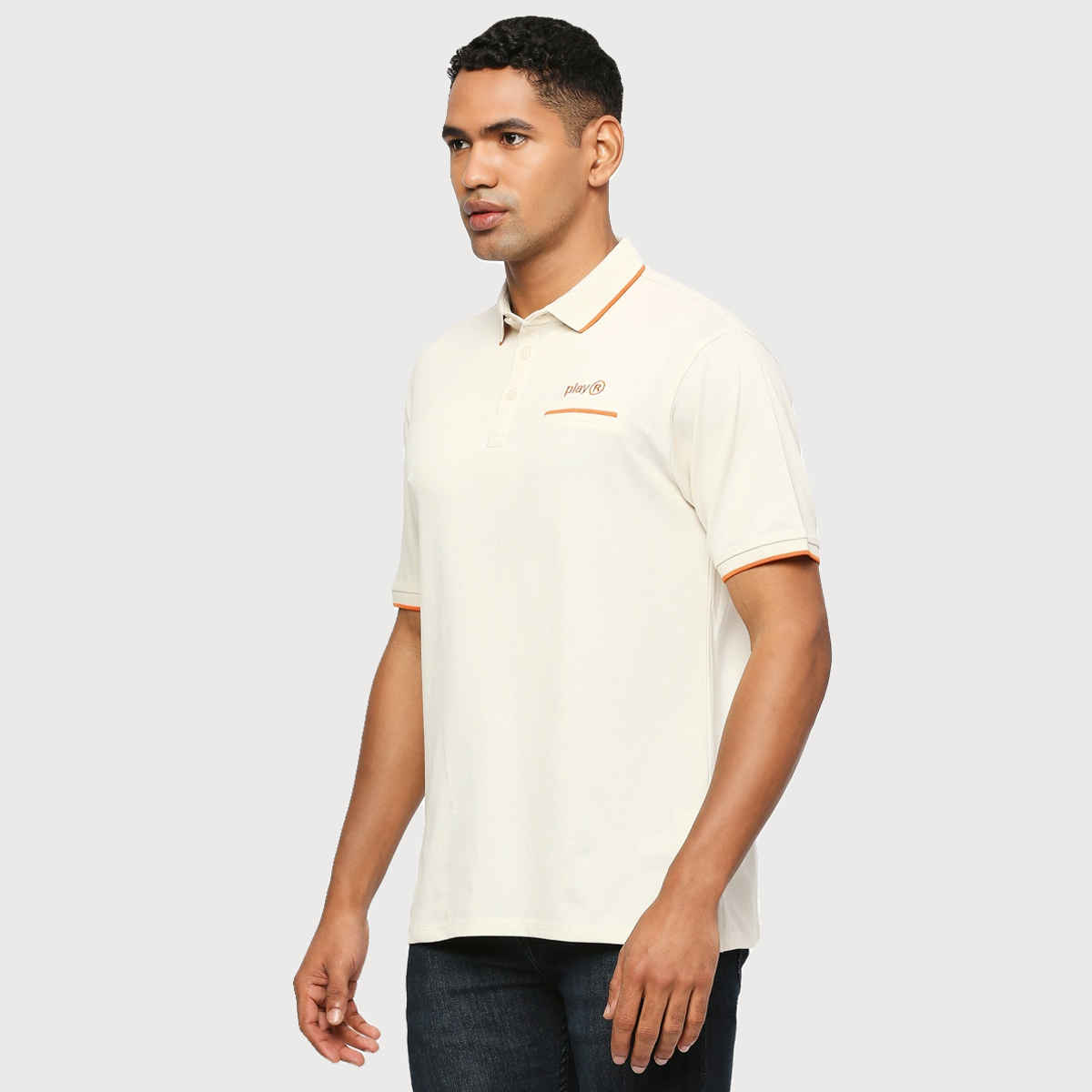 Playr Men's Adult Golf Golfer Polo 100% Cotton for All Season | Off White | L