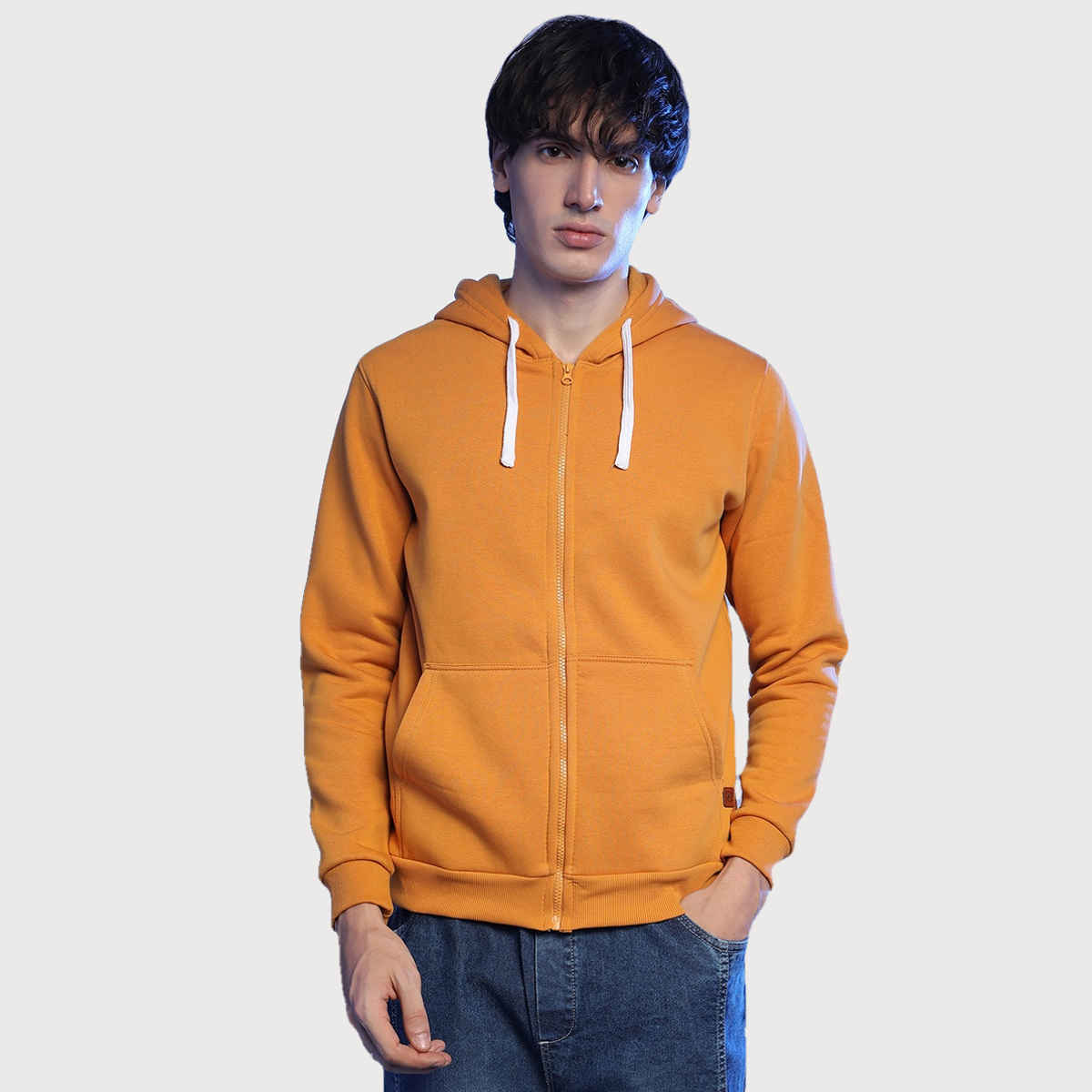 Campus Sutra Men's Hoodie | Mustard - XL