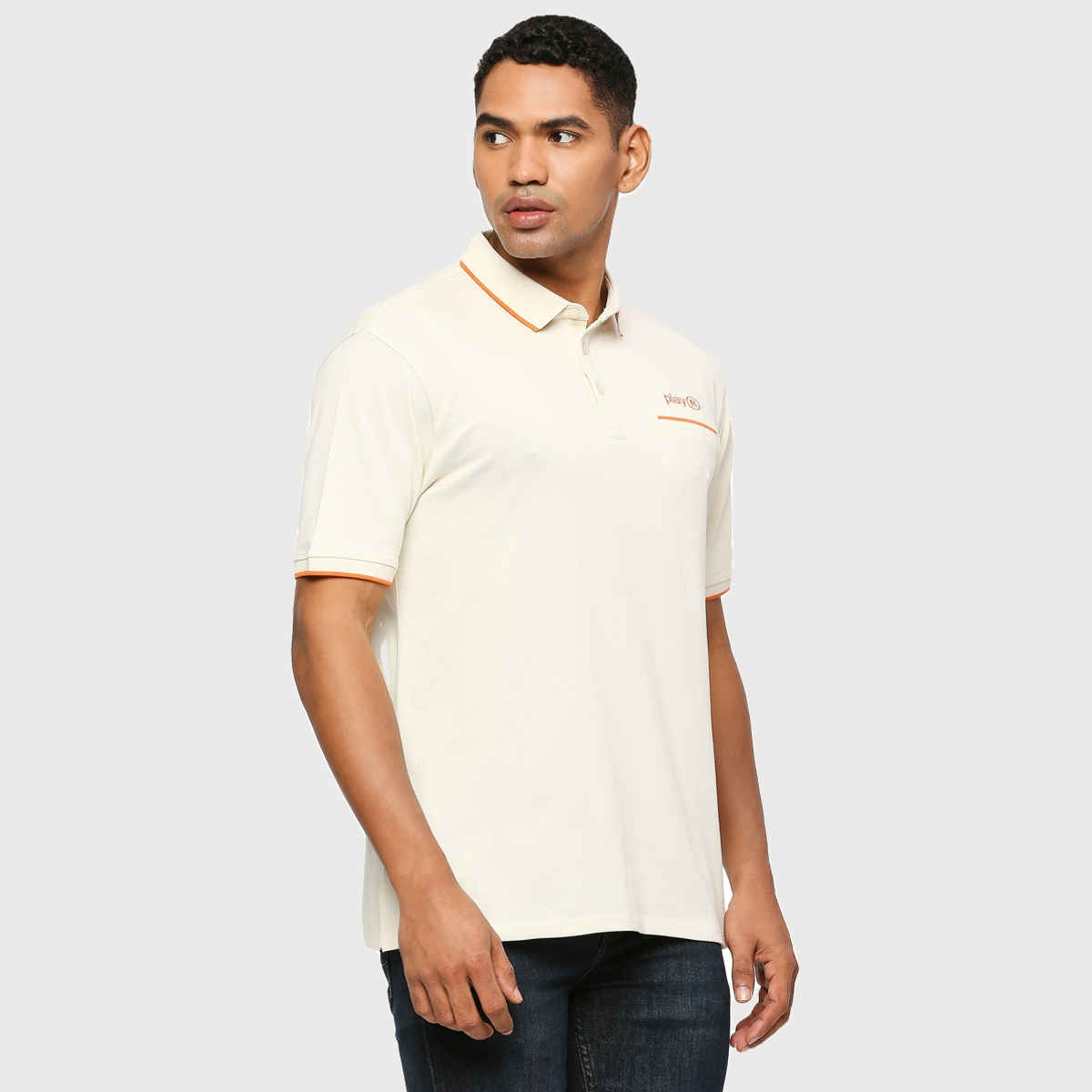 Playr Men's Adult Golf Golfer Polo 100% Cotton for All Season | Off White | L