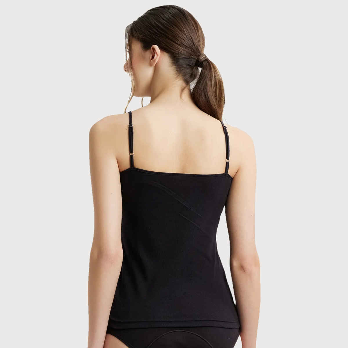 Jockey 1487 Women's Super Combed Cotton Rib Camisole|Adjustable Straps | Black-XL