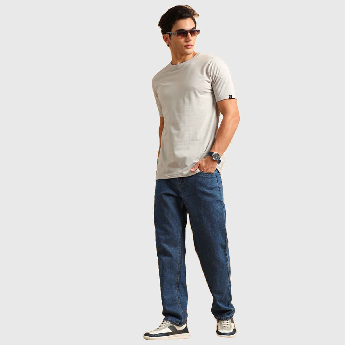 Bushirt Men's Solid T-shirt | Pastel Grey - XL
