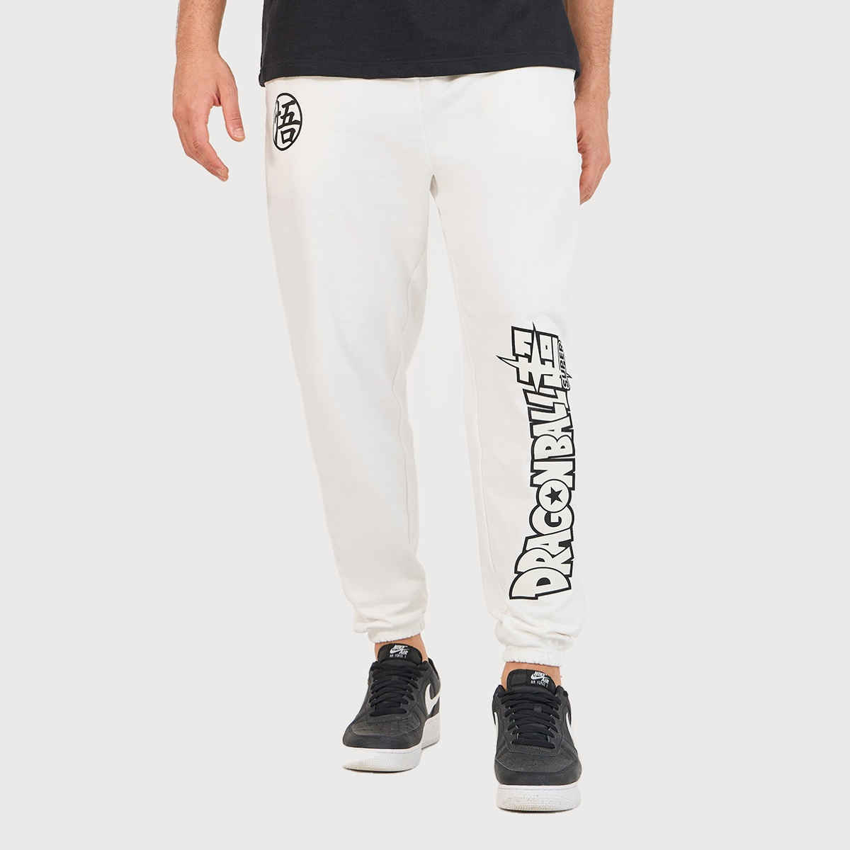 Styli Men's Graphic Jogger with Dragon Ball Super Character Print | Cream - S