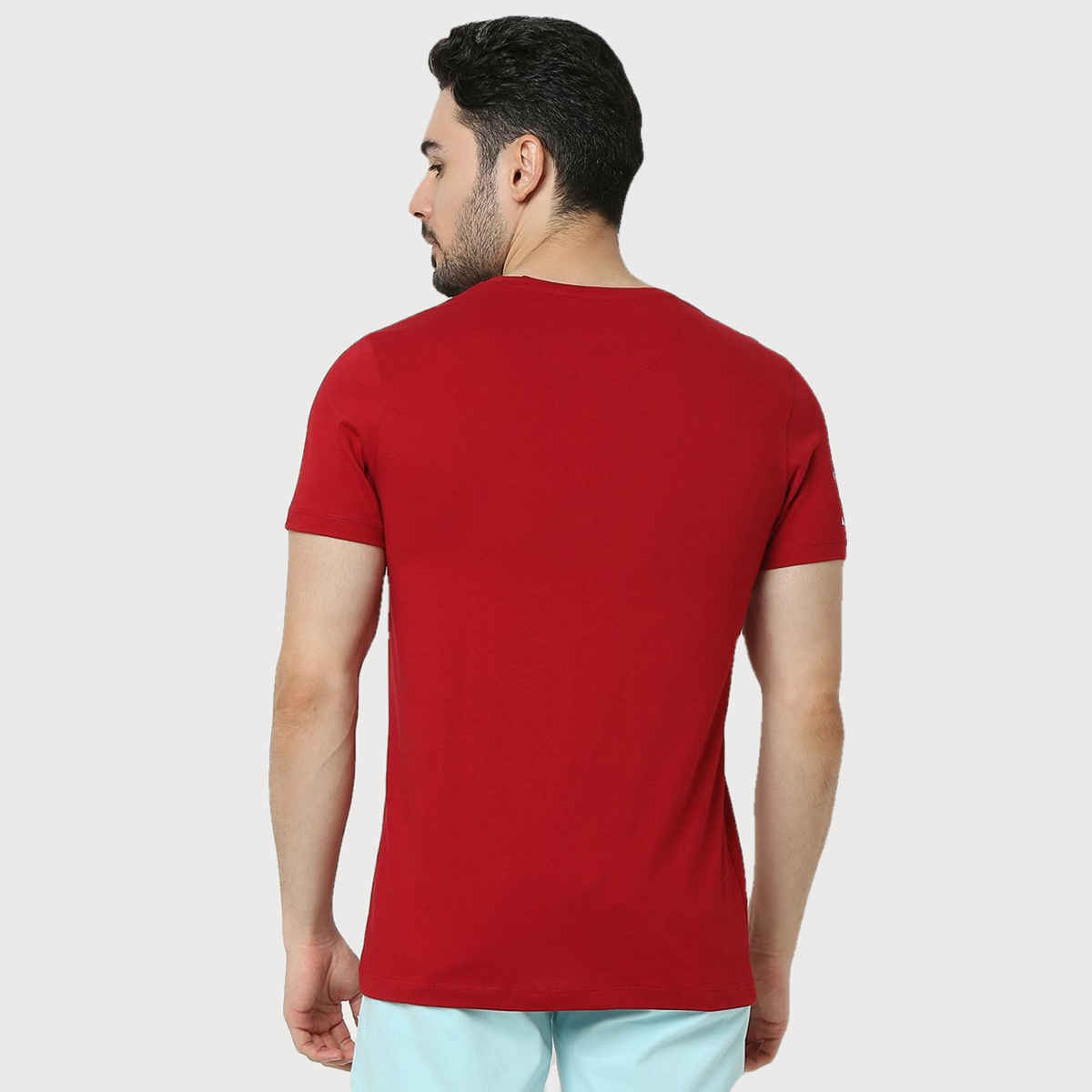 Underjeans by Spykar Men Pure Cotton T-shirt | Deep Red - XL