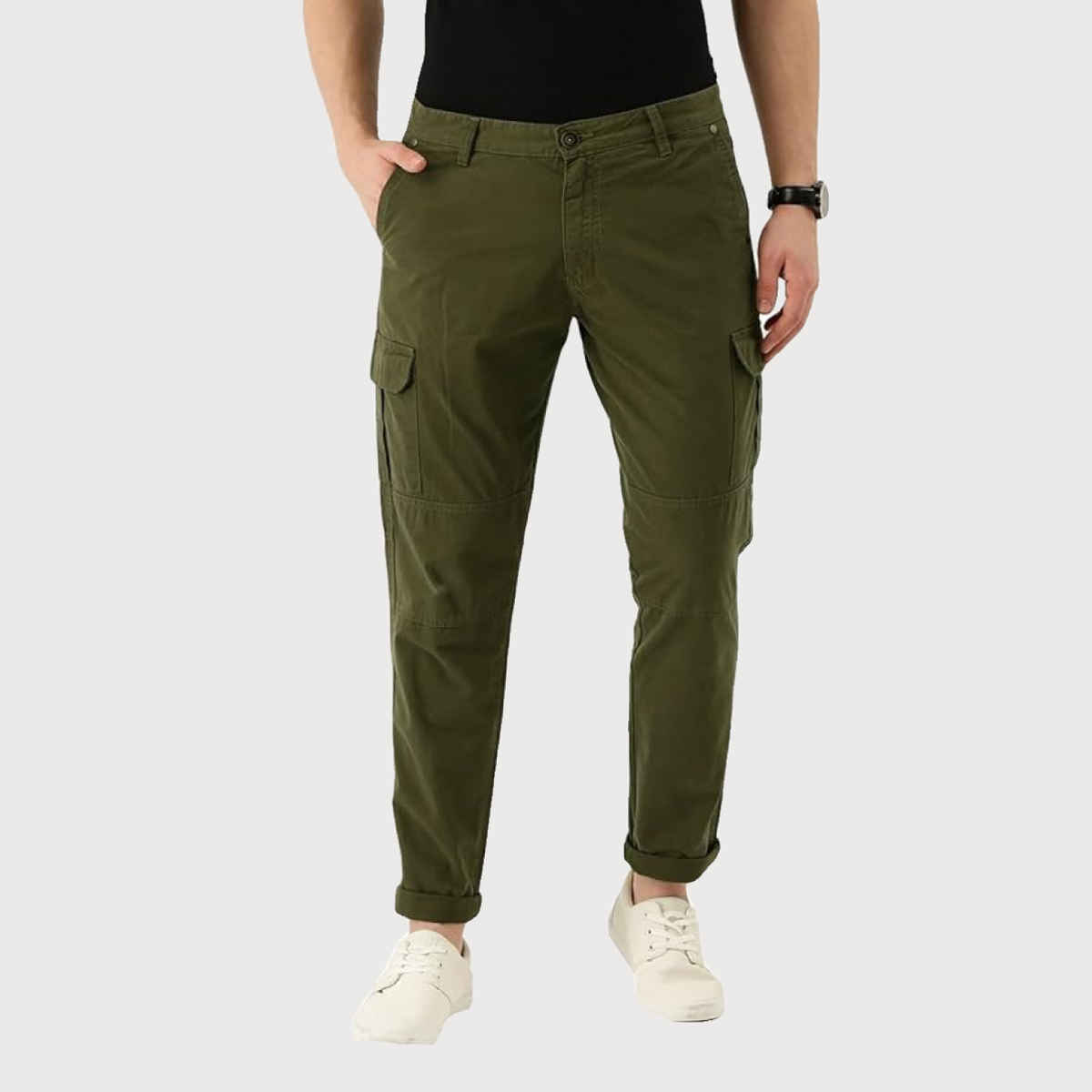 IVOC Men's Slim Fit Cargo Trousers | Olive - 32