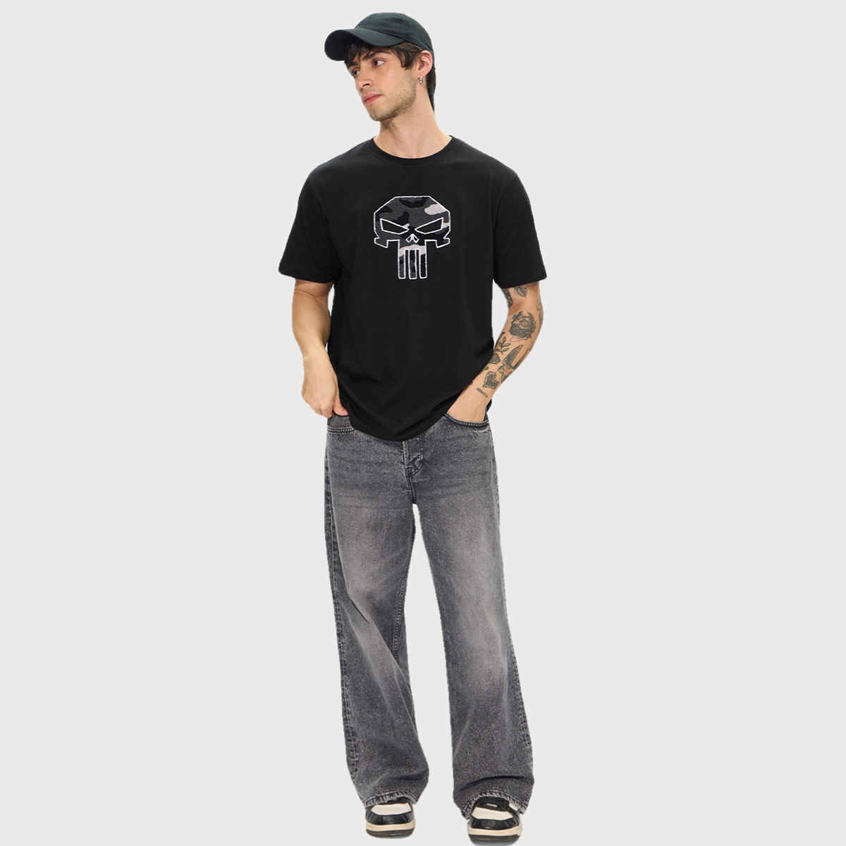 The Souled Store Men's Regular Punisher - It's Time T-shirts | Black | M