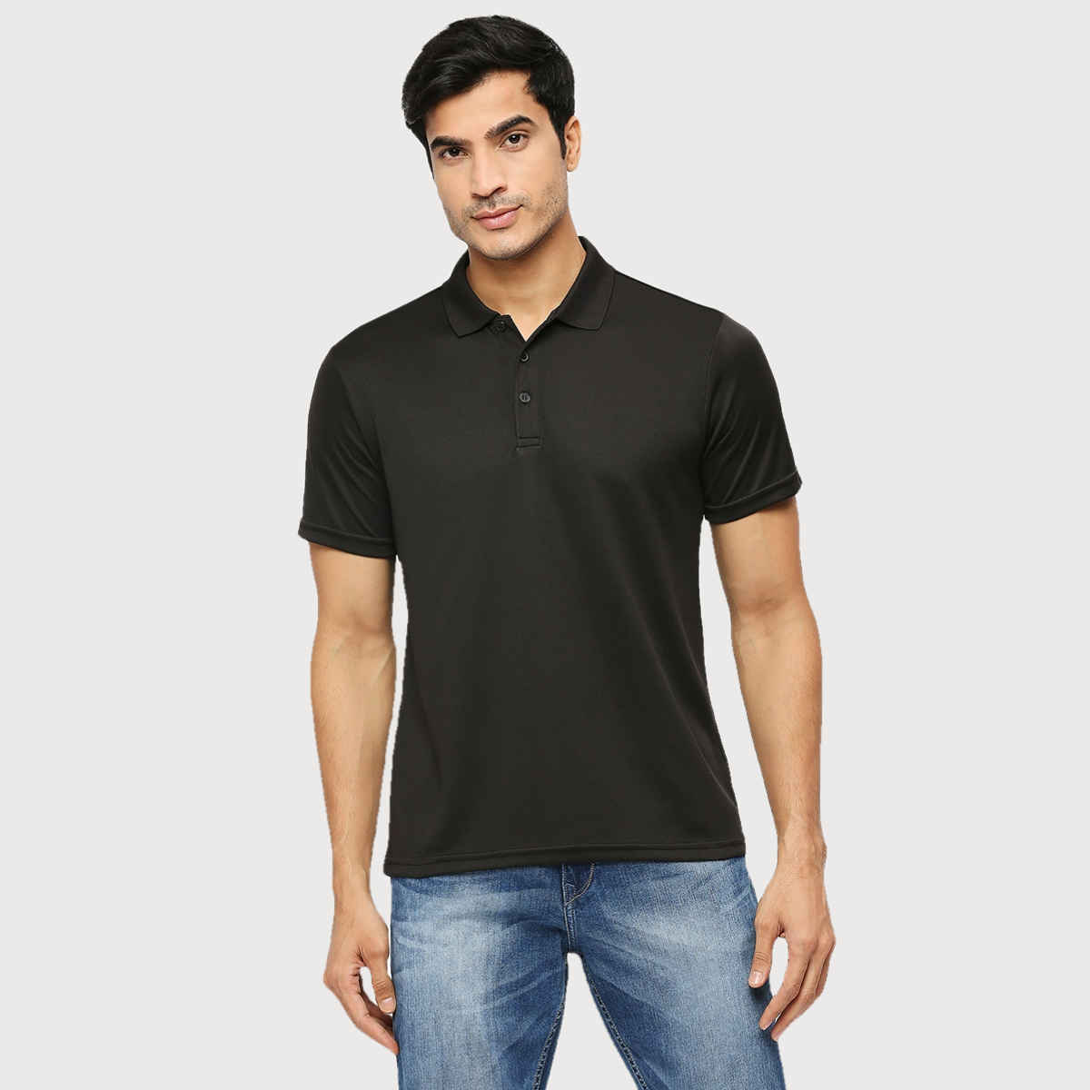 Playr Men's Adult Training Method Polo 100% Polyester for All Season | Black | XL