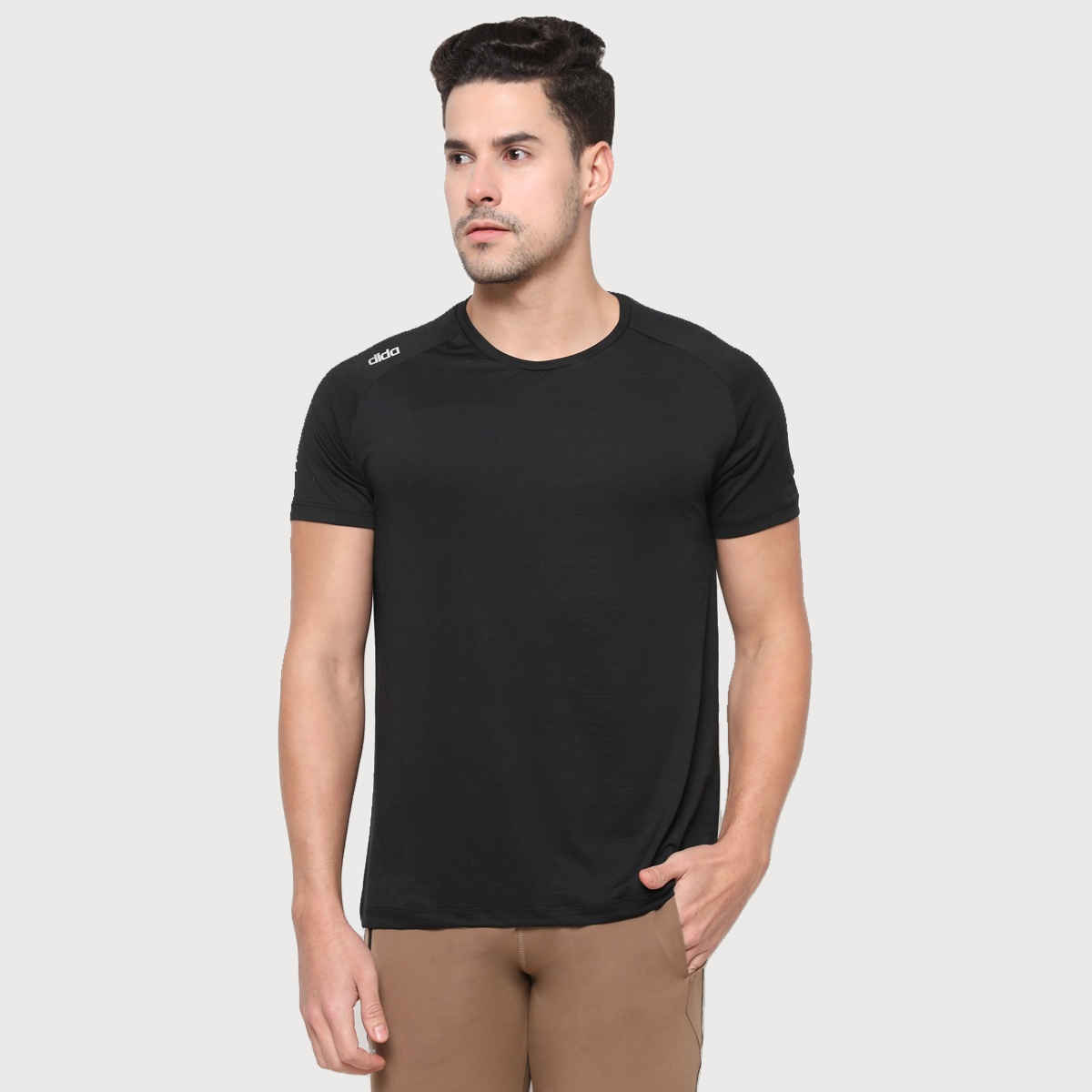Dida Men's Sports T-shirt | Regular Comfortable Stretchable Dry-Fit | Black - 2XL
