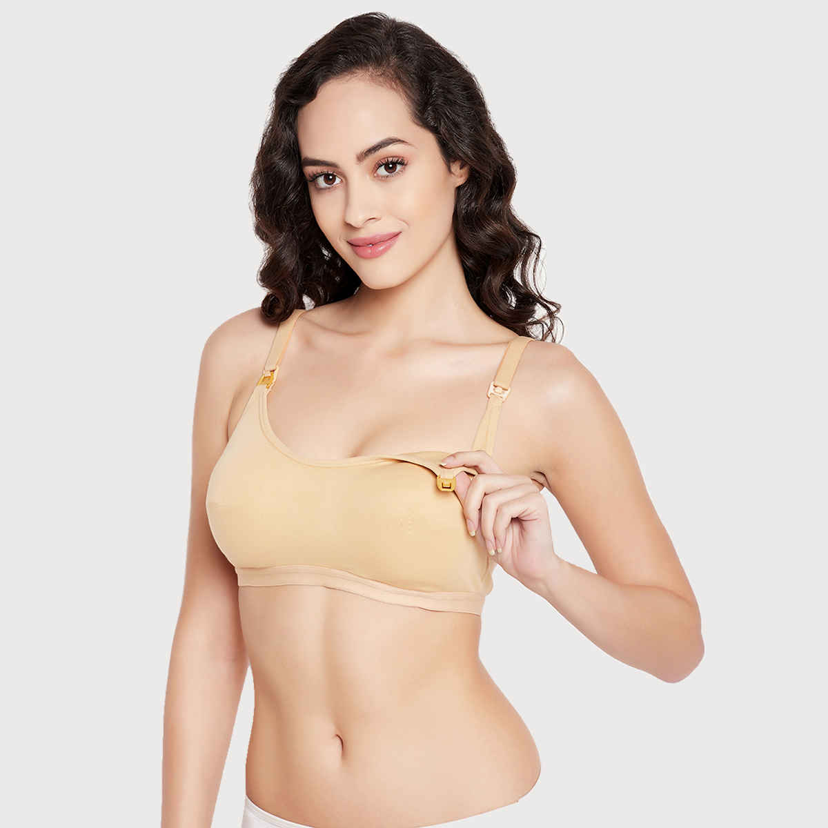 Clovia Women Lightly Padded Non-Wired Full Figure Feeding Bra - Cotton Rich | Nude | 40B