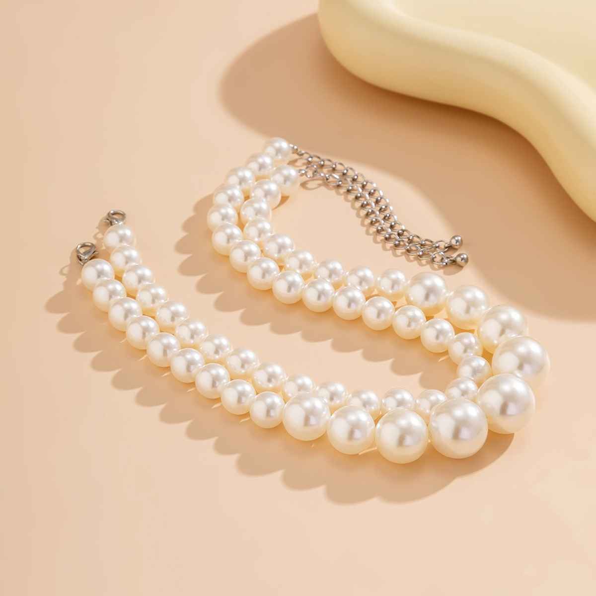 Shining Diva Fashion Set of 2 Latest Stylish Choker Pearl Necklace for Women and Girls | 15965np