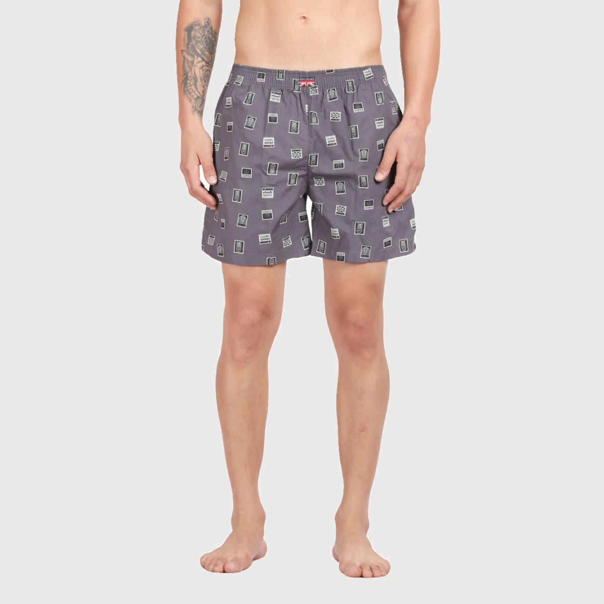Pepe Jeans Mens Dark Grey AOP 100% Cotton Printed Boxer - Pack of 1 (M) Comfort Fit, Soft Fabric