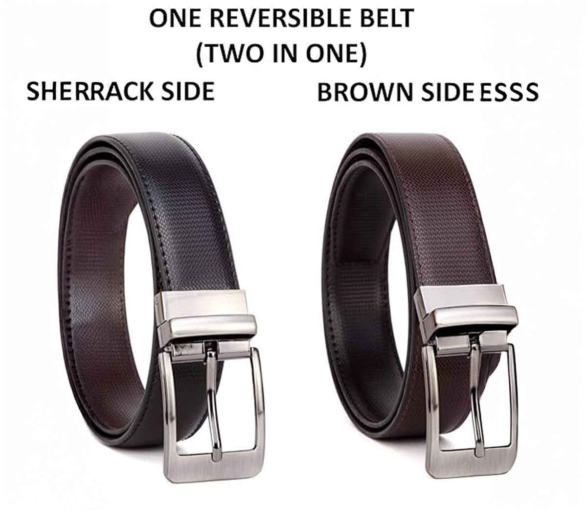 Urban Alfami Men's Textured Artificial Leather Reversible Belt | Black and Brown - 40 Inches