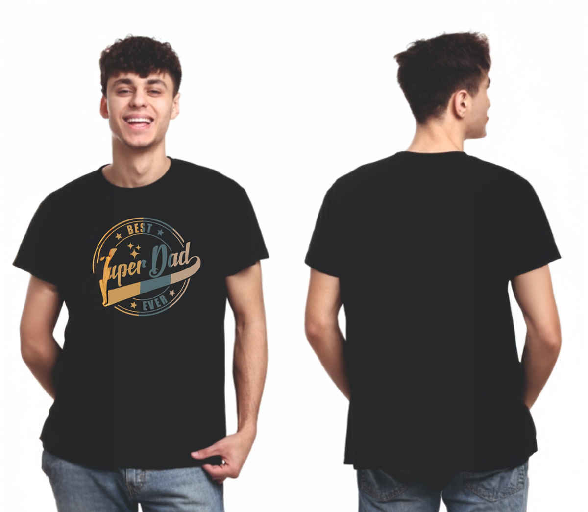 Gcyx Men's Super Dad Printed T-shirt | Black - XL