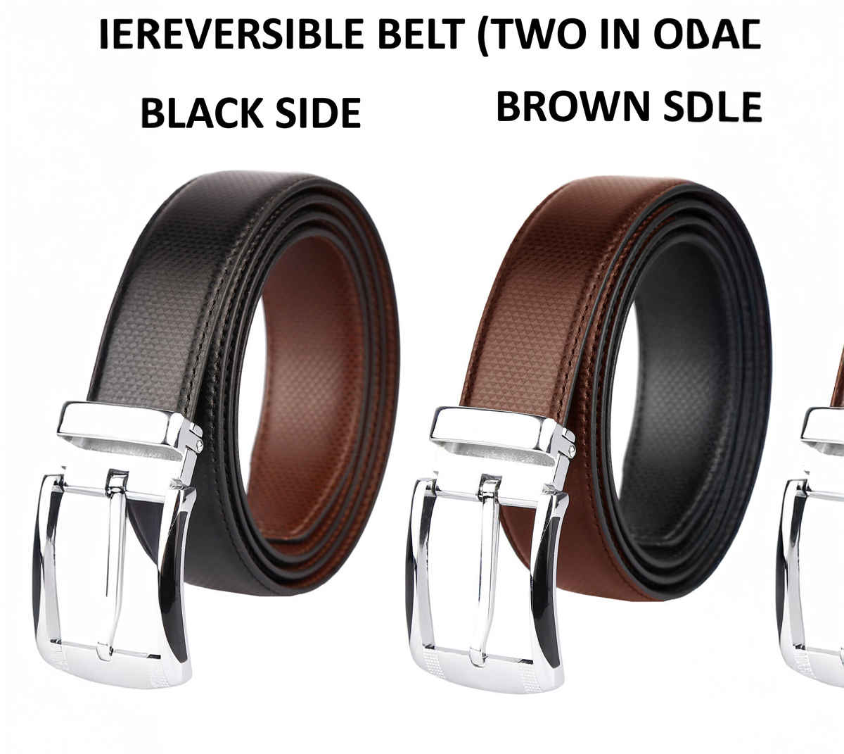 Zoro Men's Solid Vegan Leather Reversible Belt | Black and Brown - 40 Inches